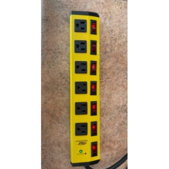 New 6-Outlet Heavy Duty Metal Power Strip with Individual Switches - Picture 2 of 2